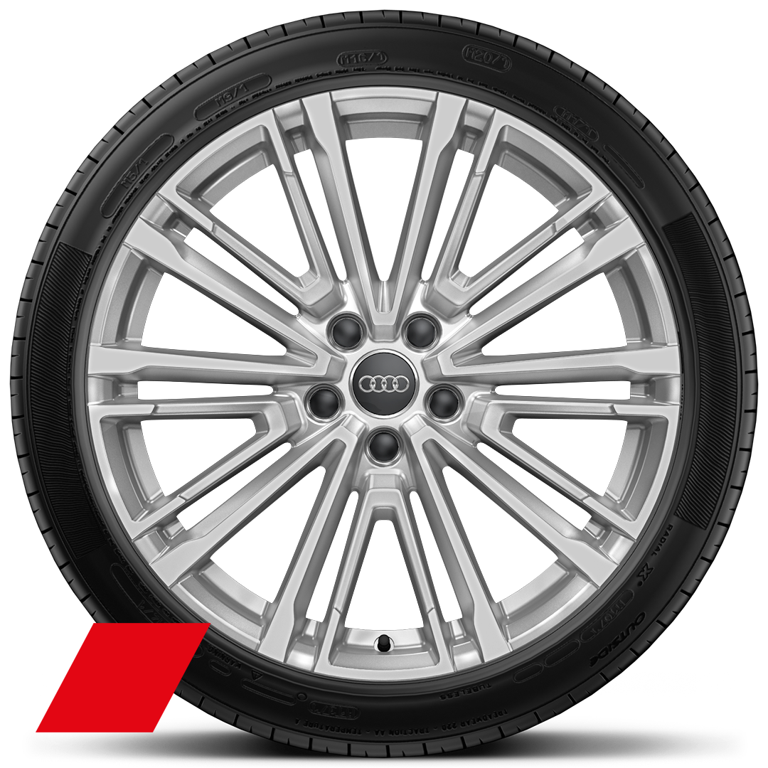 Audi Sport 19 吋10 輻式 V 形設計鑄造鋁合金輪圈，搭配 255/35 R19 輪胎