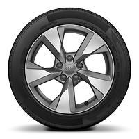Aluminium-Gussr&auml;der Audi Sport im 5-Arm-Pylon-Design, Titanoptik matt, glanzgedreht, Gr&ouml;&szlig;e 7,5 J x 17, mit Reifen 225/45 R 17