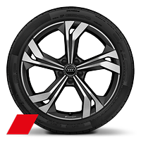 20&quot; x 8.5J &quot;5-twin-spoke rotor&quot; design Audi Sport alloy wheels in matt black with 255/40 R20 tyres