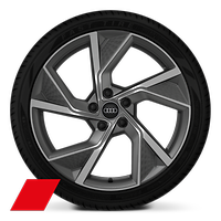 Velgen Audi Sport, 5-Y-arm-structuur, mat-titaangrijs, glansgedraaid, 8,0 J x 19, bandenmaat 235/35 R19
