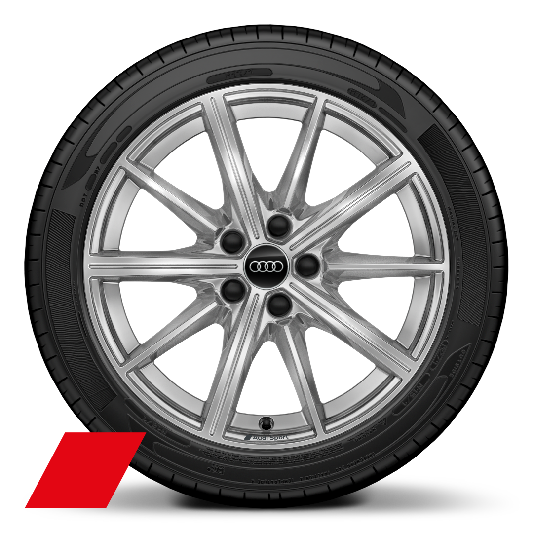 Audi Sport 18 吋 10 輻式星形設計鑄造鋁合金輪圈，搭配 225/40 R18 輪胎
