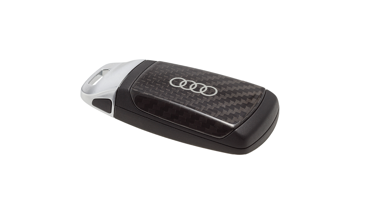 Couvre-clé en carbone, avec anneaux Audi, pour clés sans fermoir chromé