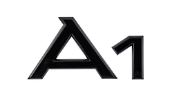 Modellbeteckning bakparti svart, "A1"