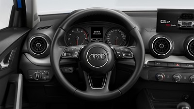 Leather-wrapped steering wheel, 3-spoke, with multi-function Plus