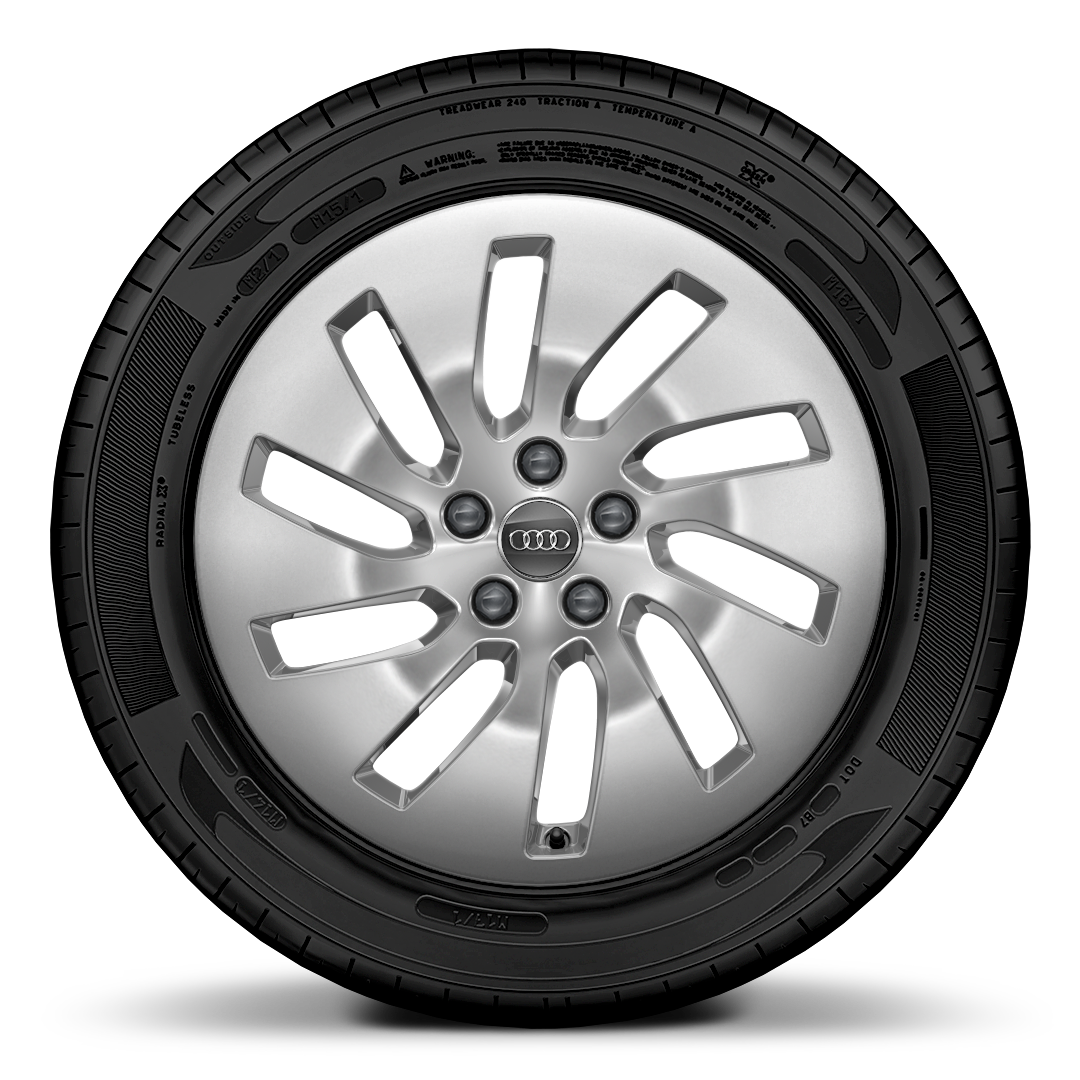 Rodas de alum&iacute;nio fundido em design Aero de 10 bra&ccedil;os, 8J x 18 com pneus 225/55 R18