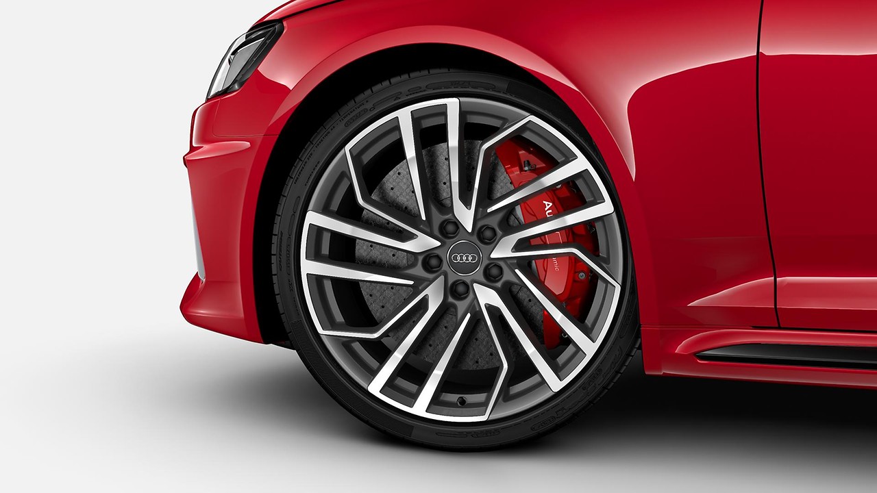RS keramiske bremser med bremsesadler i rød