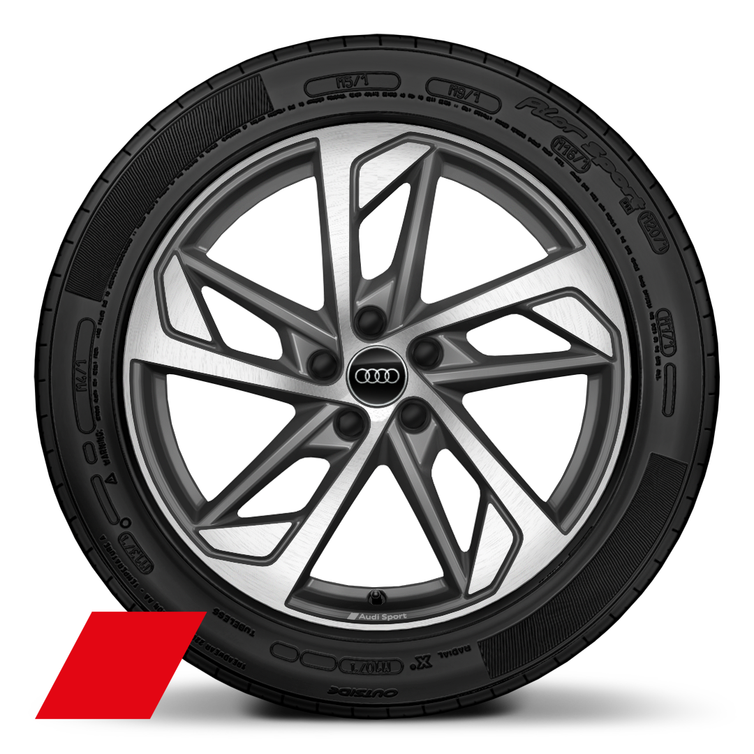 19&quot; x 8.5J &apos;5-arm trapezoid&apos; design, Audi Sport alloy wheels in matt titanium look, diamond cut finish, with 255/45 R 19 tyres