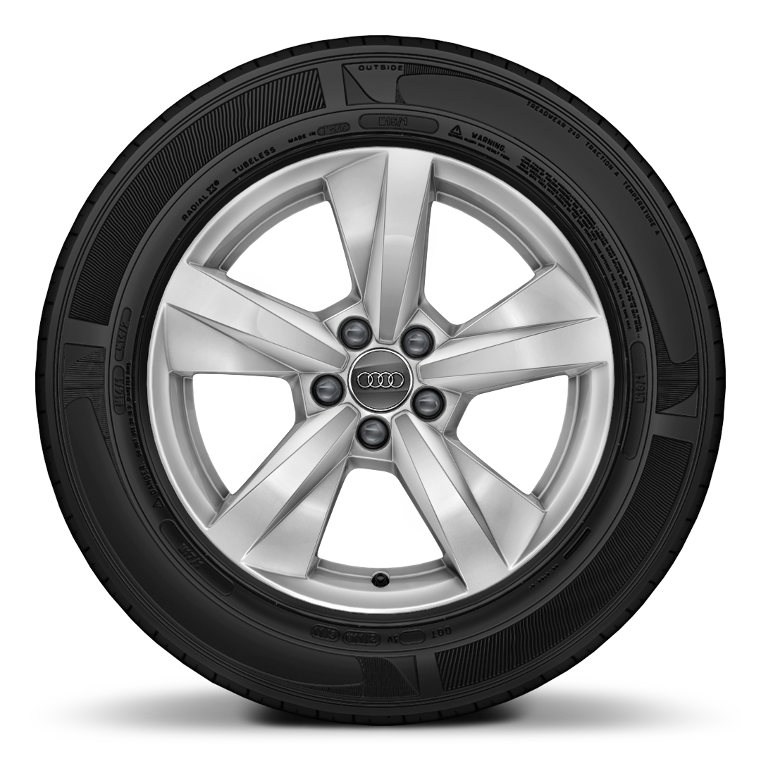 Jantes en aluminium coulé en style dynamique à 5 bras, dimension 6,5J x 16 avec pneus 195/55 R16