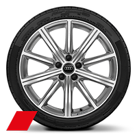 Cerchi in lega d&apos;alluminio Audi Sport 9J x 19 a 10 razze a stella in look platino, torniti lucidi, con pneumatici 245/35 R 19 93Y xl