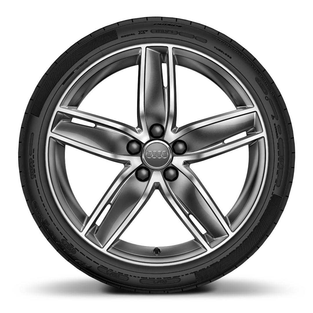 19” x 8.0J ‘5-arm wing’ design alloy wheels in gloss titanium look with 235/35 R19 tyres