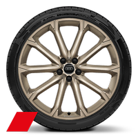 Cerchi in lega leggera Audi Sport, 8,5J x 21 con design polygon a 5 razze a V, bronzo opaco con pneumatici 255/35 R21