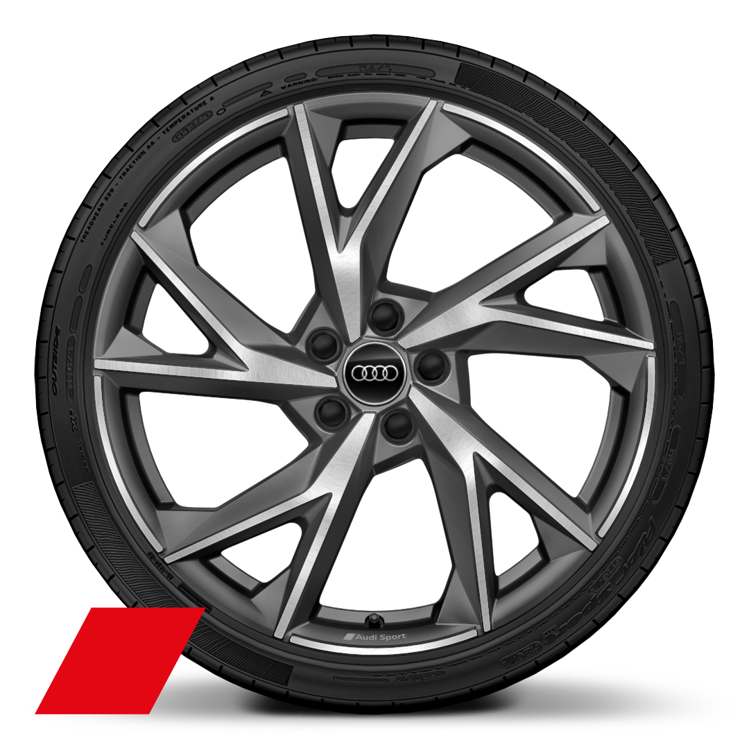20&quot;  &quot;5-V spoke Evo&quot; design cast aluminum wheels in matt titanium, diamond cut finish 