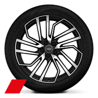 Obręcze kół ze stopu metali lekkich Audi Sport  8,5Jx20&quot;, 5 - ramienne Segment Evo, czarne matowe, polerowane, z oponami 255/40 R 20. 3-letnie ubezpieczenie opon w cenie.