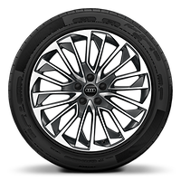 Cerchi in lega di alluminio 8,5J x 19 design a razze multiple, grigio contrasto, parzialmente lucidi, con pneumatici 245/45 R19