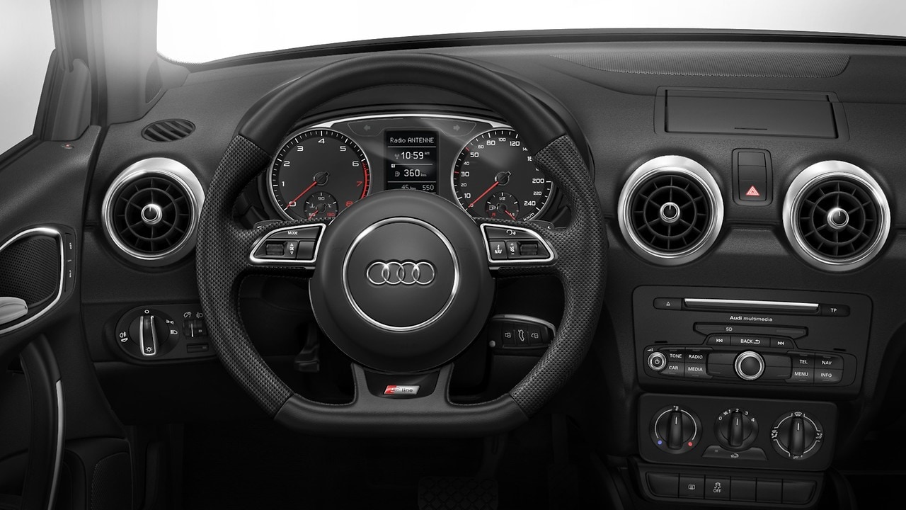3-spoke leather multi-function flat-bottomed steering wheel with shift paddles