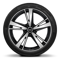 19" 5-Arm Blade design wheels with Gloss Anthracite Black finish. Front: 8.5J x 19, with 255/30 R19 performance tires. Rear: 8J x 19, with 235/35 R19 performance tires.