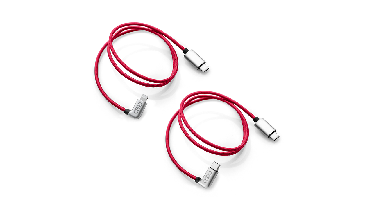 Ladekabelsett USB Type-C™, For mobile enheter med Apple Lightning-kontakt, vinklet, og med USB Type-C™-kontakt, vinklet