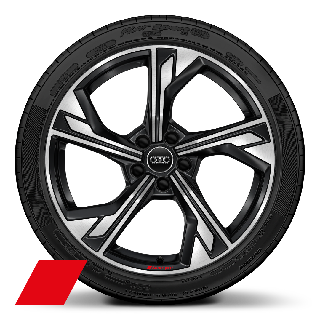 19&quot; x 8.5J diamond cut, &apos;5-arm flag design&apos; Audi Sport alloy wheels in gloss anthracite black with 245/35 R19 tyres