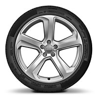 5-Arm design aluminum alloy wheels with anthracite finish, size 8.5J x 20, with 255/45 R20 performance tires