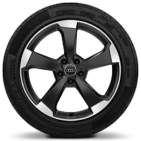 Rodas de alum&iacute;nio fundido Audi Sport em design rotor de 5 bra&ccedil;os, Preto Antra., pol. torn., 8J x 19, pneus 235/40 R19