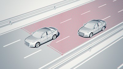Audi side assist-kaistanvaihtoapu ja Audi pre sense-järjestelmä taakse