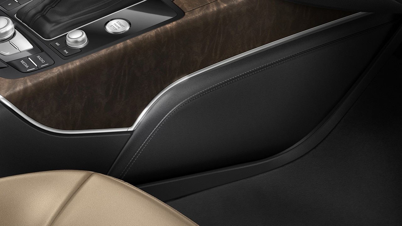 Elementos interiores no tablier superior em couro artificial