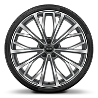 Cerchi in lega di alluminio Audi Sport 8,5 J x 21 a 10 razze a Y, look grigio grafite, torniti a specchio con pneumatici 255/35 R21 ET43