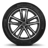 Jantes en aluminium l&eacute;ger Audi Sport 8,5 x 19 &agrave; 5 double branches design, titane mat, pneus 255/45 R19
