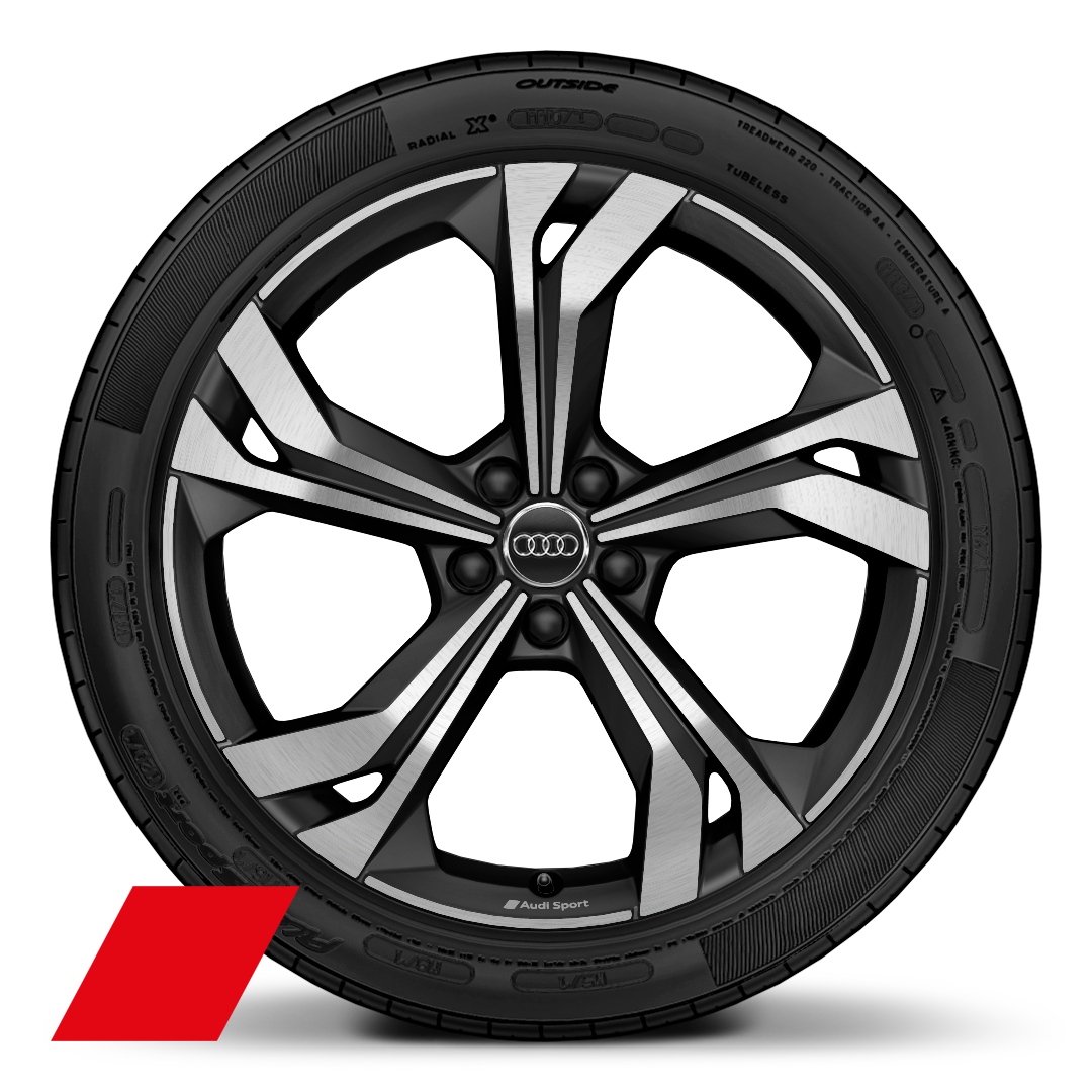 Jantes de liga leve Audi Sport 8,5J x 20, com 5 bra&ccedil;os duplos com look rotor preto mate com pneus 255/40 R20