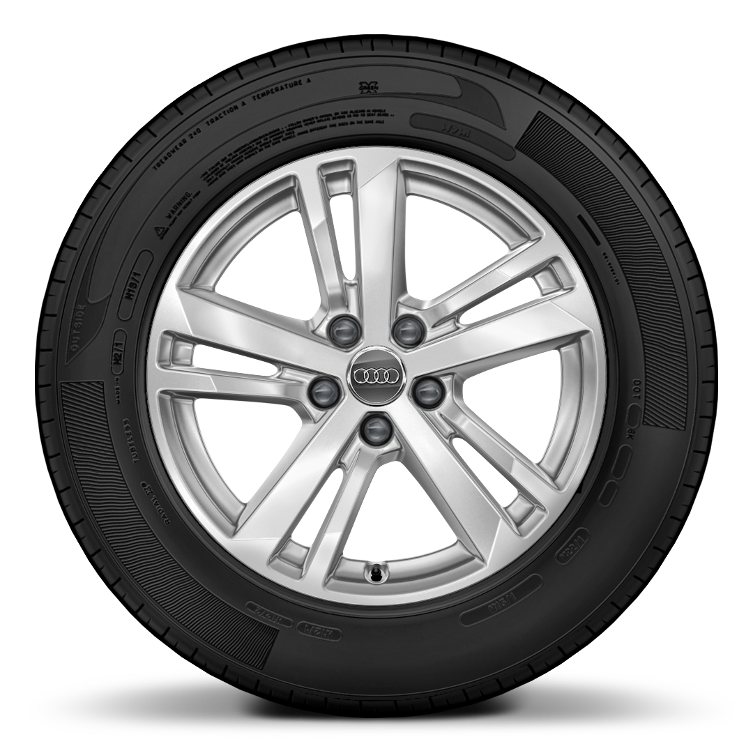 Jantes de liga leve de 17" com 5 raios duplos e pneus 215/65 R 17