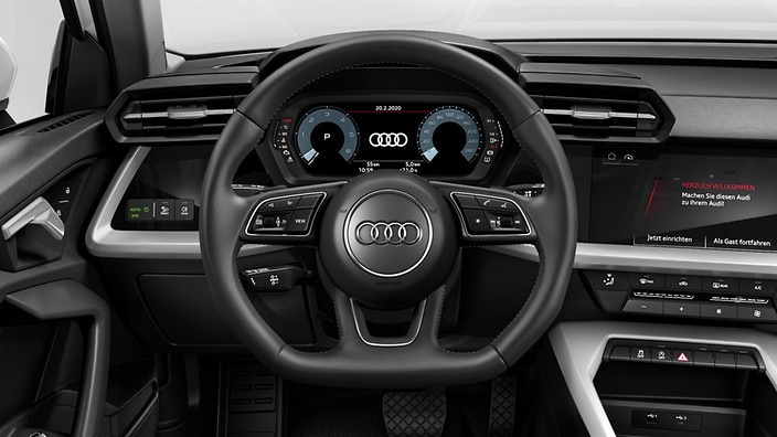3-spoke multifunction, flat-bottom, leather steering wheel with shift paddles