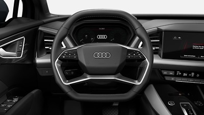 Sport, flat top and bottom, heated, leather, multifunction steering wheel with shift paddles
