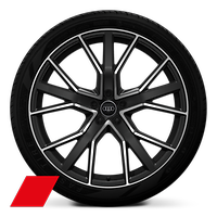 Obręcze kół ze stopu metali lekkich Audi Sport 10Jx22&quot;, 5 - ramienne, z ramionami w kształcie litery V, antracytowoczarne, polerowane, z oponami 285/35 R 22. 3-letnie ubezpieczenie opon w cenie.