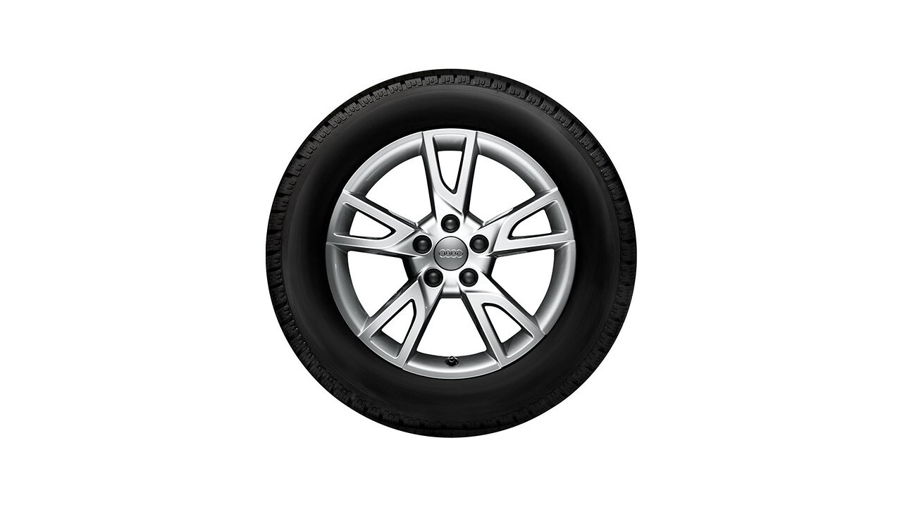 Complete winter wheel in 5-arm semi-Y design, brilliant silver, 6.5 J x 17, 215/60 R17 96H, right