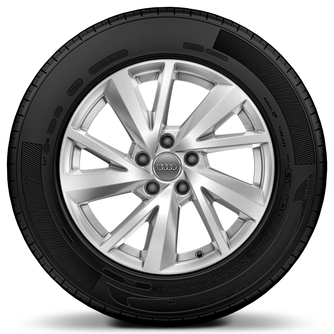 Rodas de alum&iacute;nio fundido em design V de 5 raios, tamanho 7J x 17 com pneus 215/55 R17