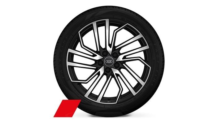 20" 5-segment-spoke Evo style wheels, black matte diamond turned finish