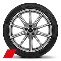 Cerchi in lega di alluminio Audi Sport 8 J x 20 a 10 razze a stella in grigio platino, torniti a specchio con pneumatici 255/45 R 20 101W