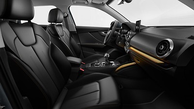 Interior with sports seats in leather / synthetic leather combination black plus