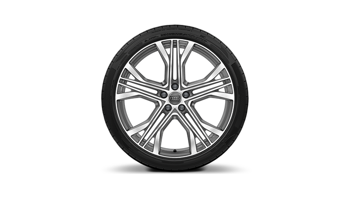 21" 5-V-spoke-star design wheels, gray/polished finish