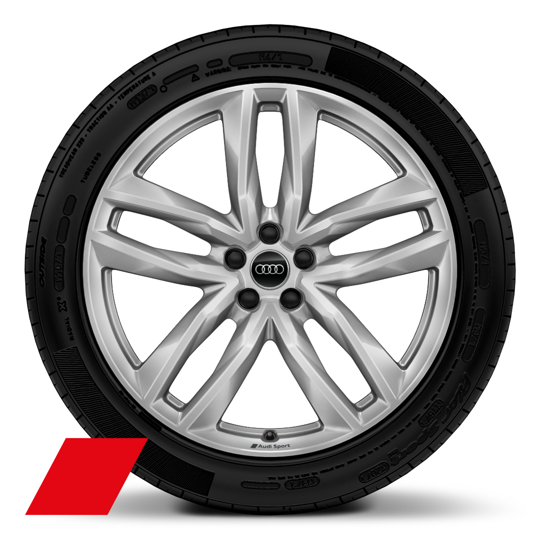 Cerchi Audi Sport, design a 5 razze doppie, 9,5J x 21, pneumatici 285/40 R21