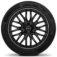 Rodas de alum&iacute;nio fundido Audi Sport em design de 10 raios em Y, Preto Brilh., pol. torn., 8J x 19, pneus 235/40 R19