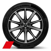 Cerchi in lega di alluminio Audi Sport, design 10 razze a stella, nere, torniti a specchio, 9,5J x 21 con pneumatici 285/40 R 21