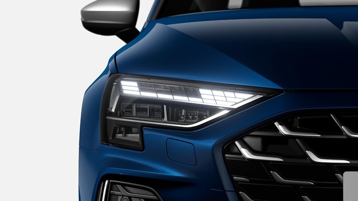 Matrix-design LED headlights and taillights with animation