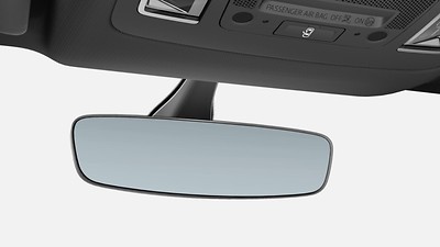 Breakaway rear view mirror, auto-dim