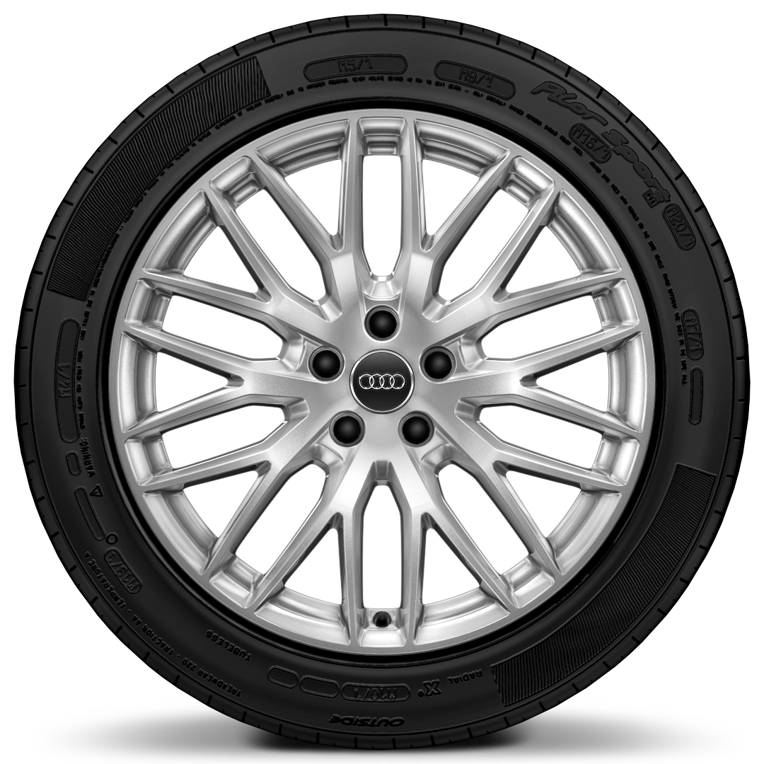 Rodas de alum&iacute;nio fundido Audi Sport em design de 10 raios Y, tamanho 8J x 19 com pneus 235/40 R19