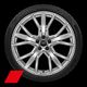Cerchi Audi Sport, design a 5 razze a V a stella, 8,5J x 21, pneumatici 255/35 R21