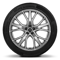 Jantes en alliage l&eacute;ger Audi Sport &agrave; 5 branches en V, Star design, finition platine, 9,5x21