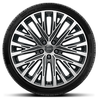 Rodas de alum&iacute;nio fundido em design estruturado de 20 raios, Cinza Contr., par. pol., 9J x 20 com pneus 265/40 R20