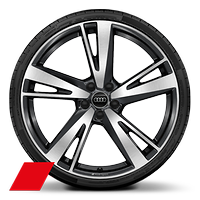 Cerchi in lega di alluminio Audi Sport 8,5J x 21 design 5 razze doppie, look titanio opaco, lucidi con pneumatici 255/35 R21