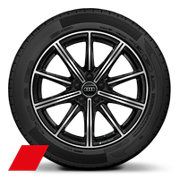 Jantes Audi Sport, style étoile à 10 branches, Noir Anthracite, tournées brillantes, 7,0J x 17, pneus 205/55 R17